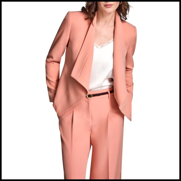 Long Sleeve Foldover Open Front Blazer Jacket Professional Wardrobe Essential